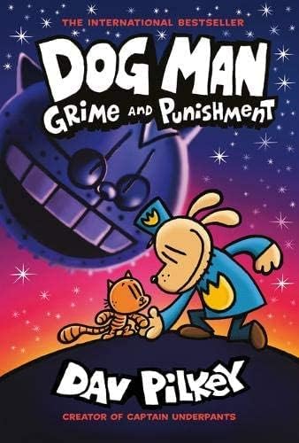 Ten paperback books from the Dog Man series by Dav Pilkey, featuring colorful covers and engaging illustrations.