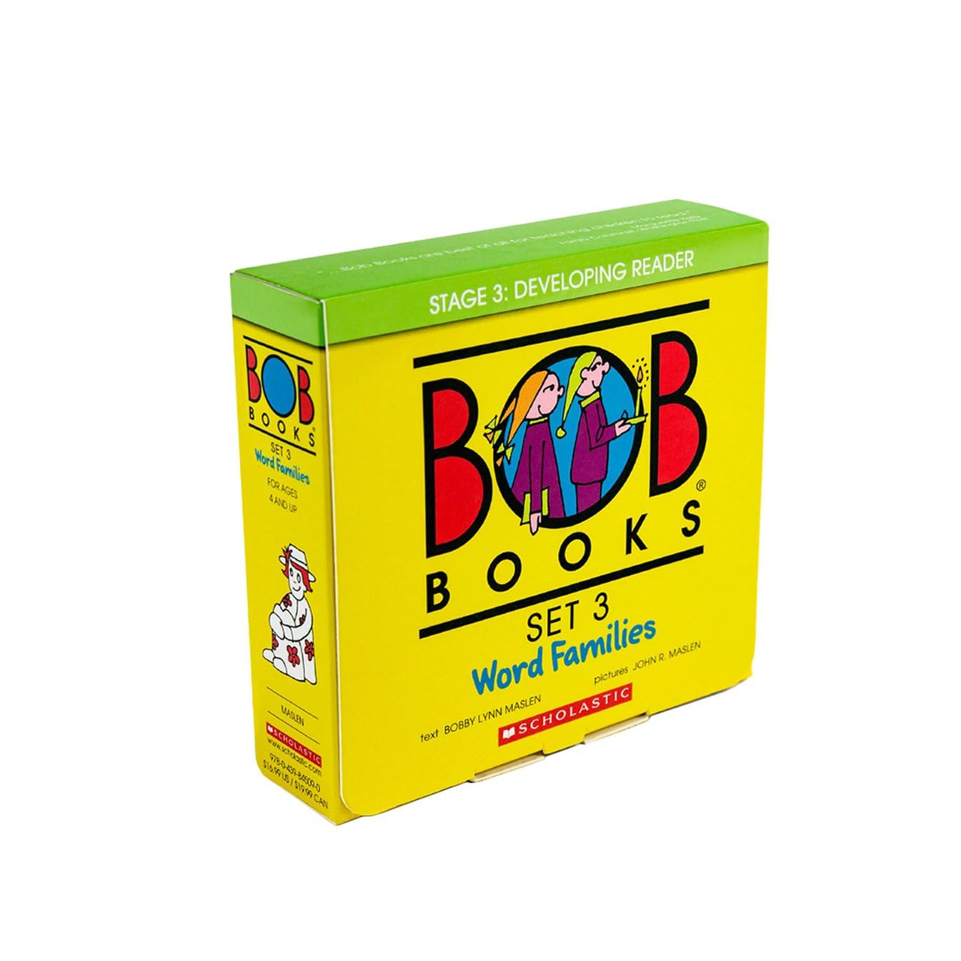 Set of three Bob Books by Bobby Lynn Maslen in paperback, designed for ages 5+ to support early reading skills.