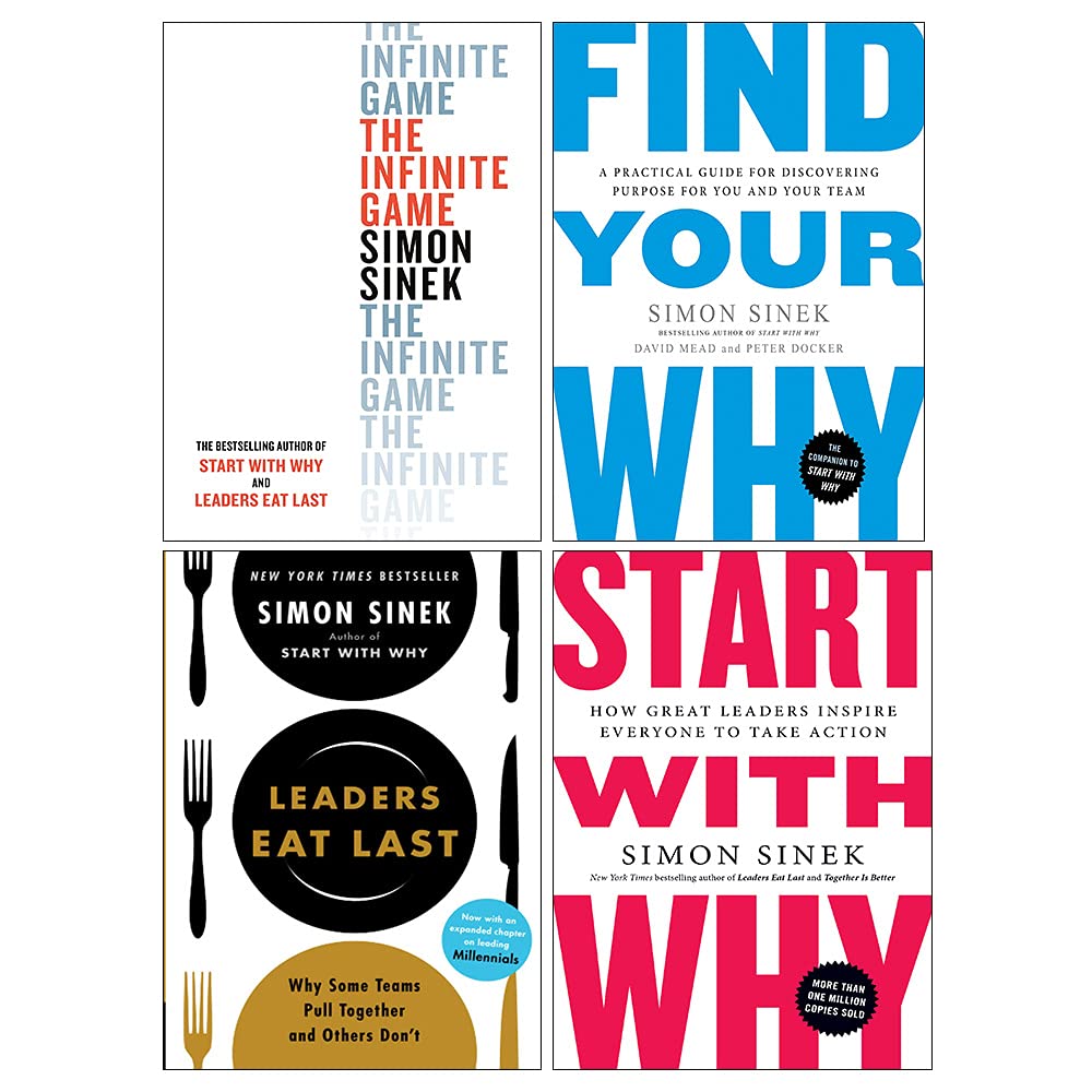 Simon Sinek 4 books collection set in paperback, non-fiction by Penguin Books featuring titles on leadership and motivation.