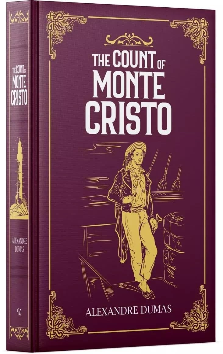 Hardback edition of The Count of Monte Cristo by Alexandre Dumas, featuring a classic book cover design.