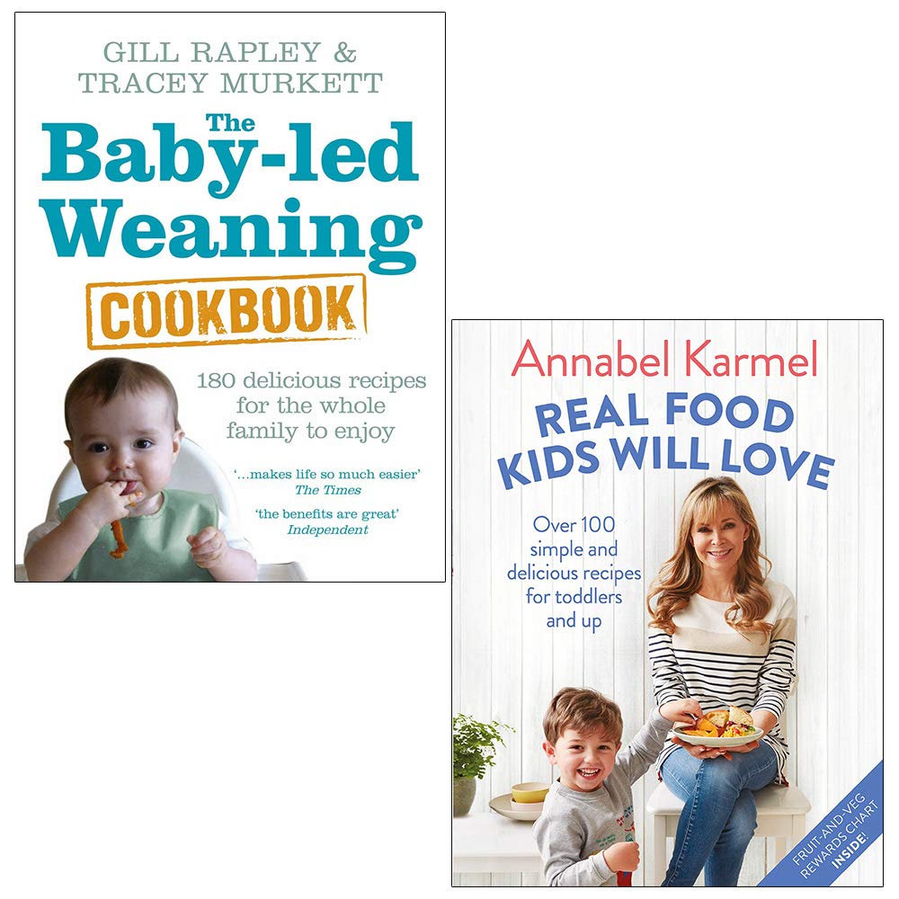 Annabel Karmel hardback book collection featuring two non-fiction titles on a wooden surface with a cozy background.