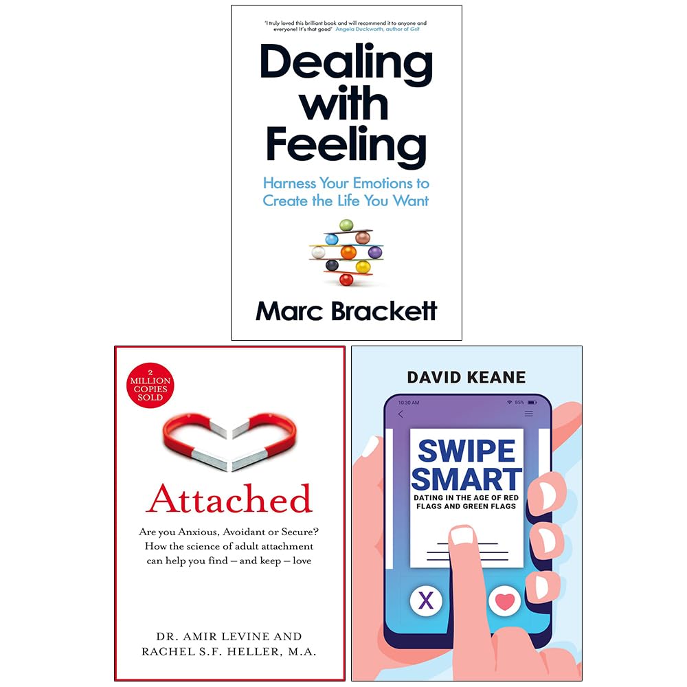 Three paperback books from the Emotions Collection by Marc Brackett, featuring various authors on emotional topics.