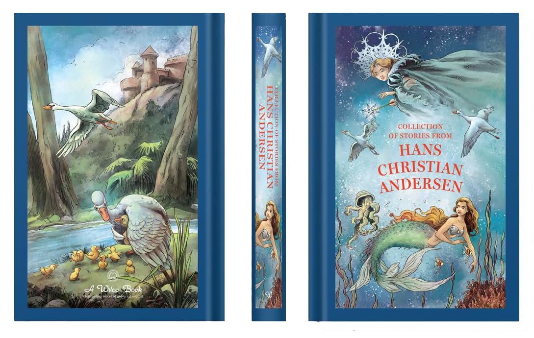 Hardback book titled "Hans Christian Andersen Stories" for ages 6–9, featuring colorful illustrations and classic tales.