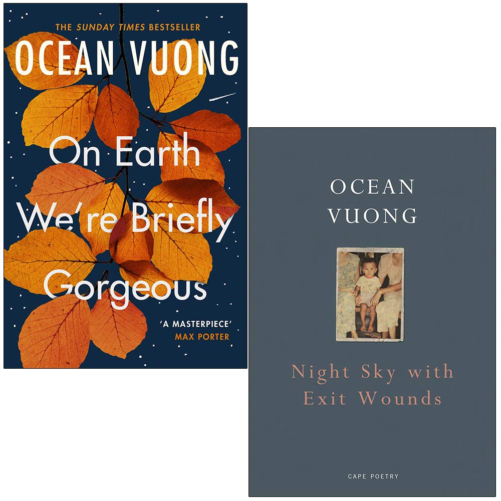Vuong Duo by Ocean Vuong, two paperback fiction books stacked with colorful covers displayed.
