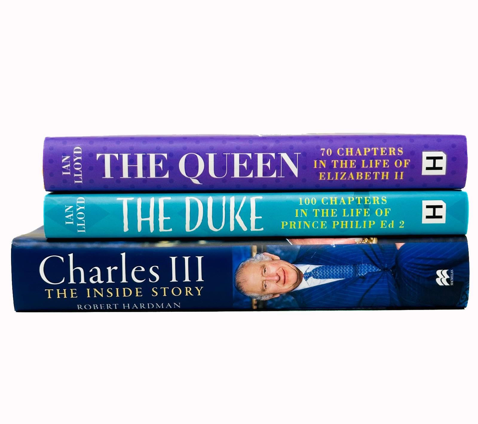 Three hardback books from the Royal Family collection by Robert Hardman, showcasing non-fiction historical content.