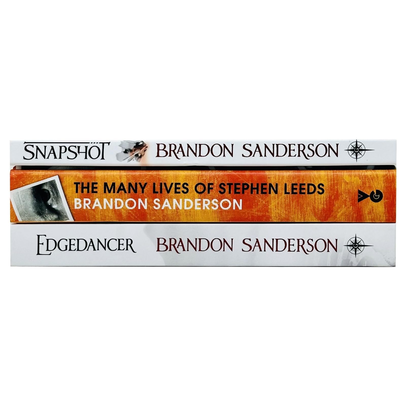 Brandon Sanderson Collection set of 3 hardback fiction books featuring vibrant covers and spine details.