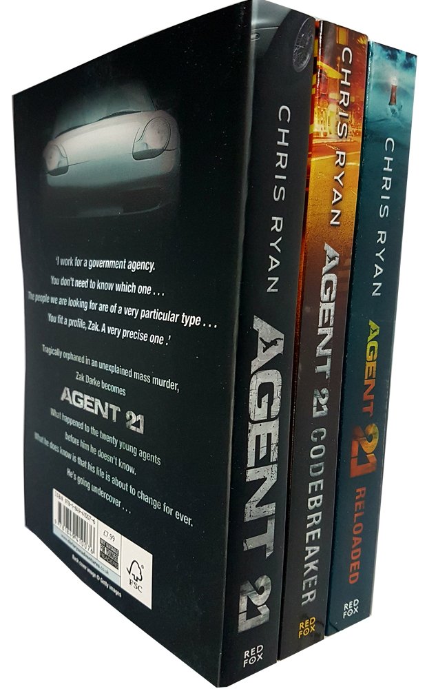 Agent 21 Series by Chris Ryan, 3 paperback books in a collection set featuring vibrant cover designs.