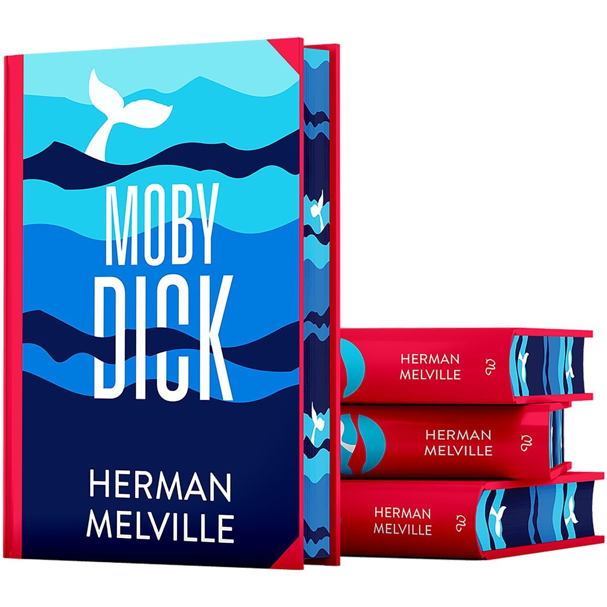 Hardback edition of Moby-Dick by Herman Melville with sprayed edges, showcasing classic fiction design and detail.