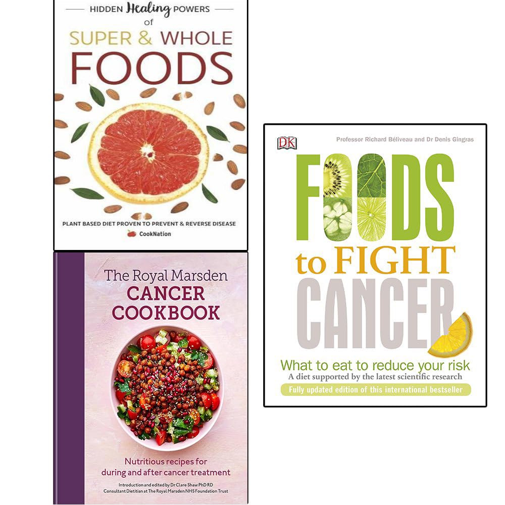 Foods to Fight Cancer Trilogy hardback book collection by CookNation, showcasing three informative non-fiction titles.