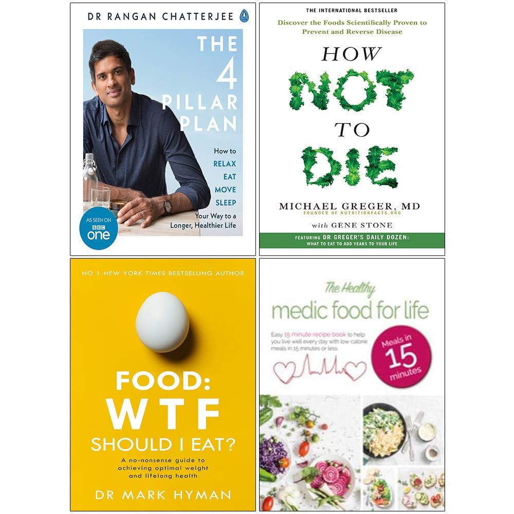 Collection of four non-fiction paperback books titled "Life Books" by Dr. Rangan Chatterjee, featuring various authors.