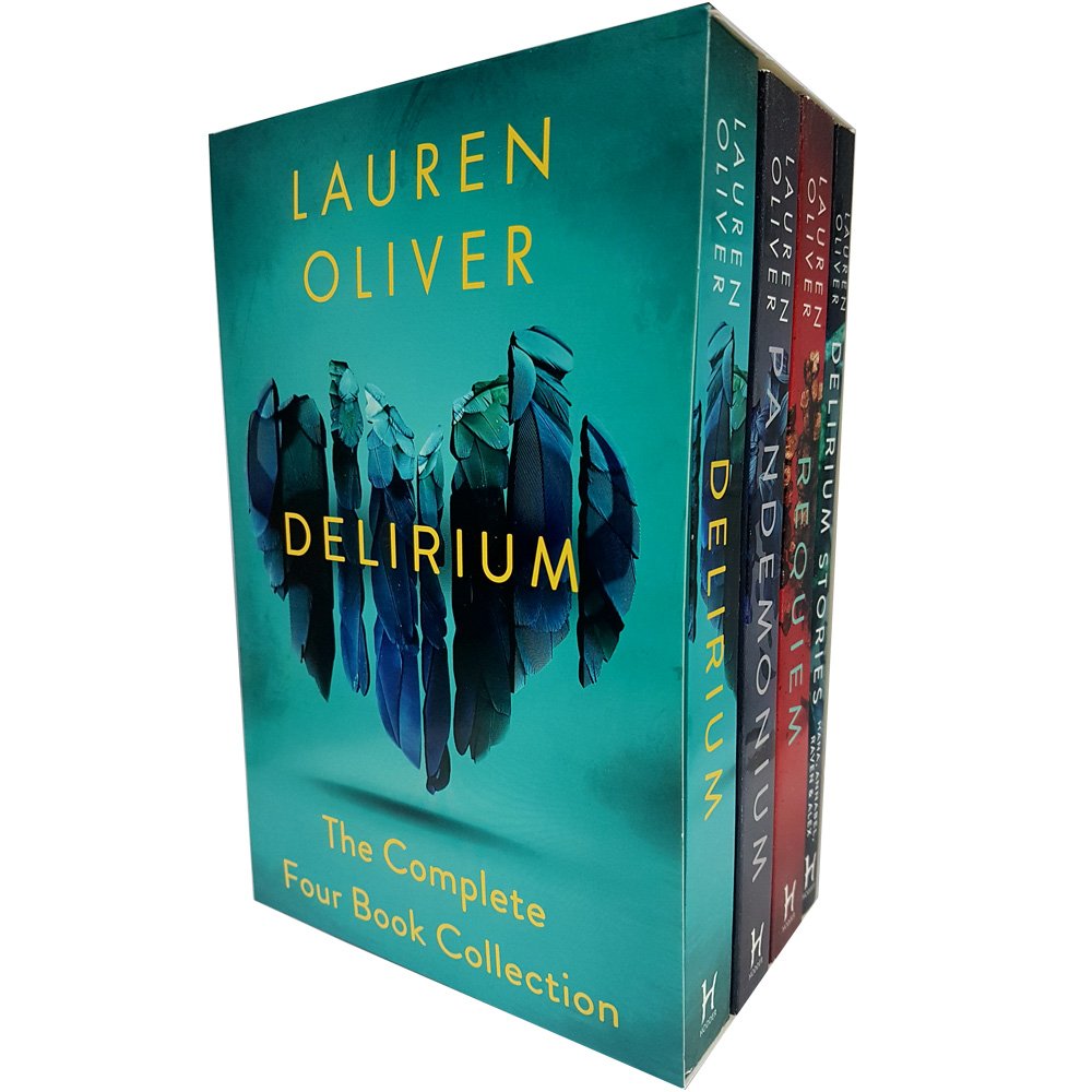 Delirium by Lauren Oliver 3-book collection box set featuring young adult paperback editions on display.