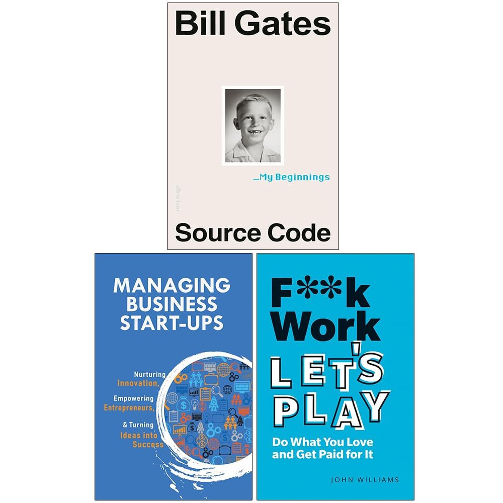 Three paperback books from the Source Code and Start-Ups Collection by various authors, showcasing non-fiction insights.