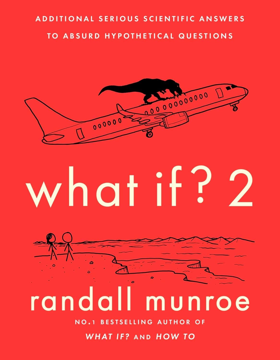 What If? Series by Randall Munroe, two paperback books set on a wooden surface, showcasing engaging non-fiction content.