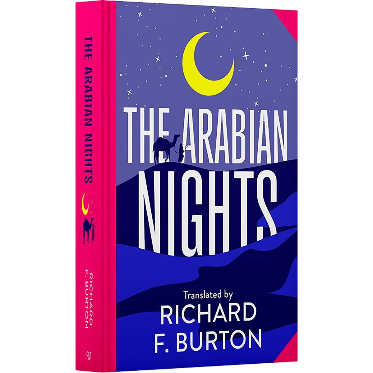 Hardback edition of "Arabian Nights" by Richard F. Burton, featuring an intricate cover design and classic fiction style.