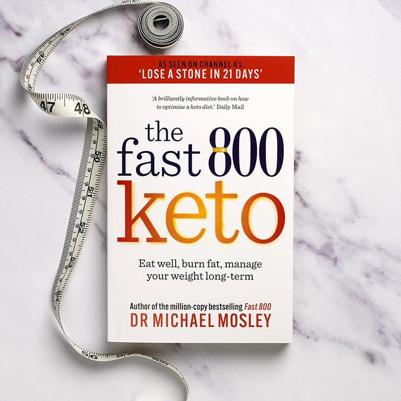 Fast 800 Keto by Michael Mosley - paperback book cover featuring a vibrant design focused on healthy eating and fat loss.
