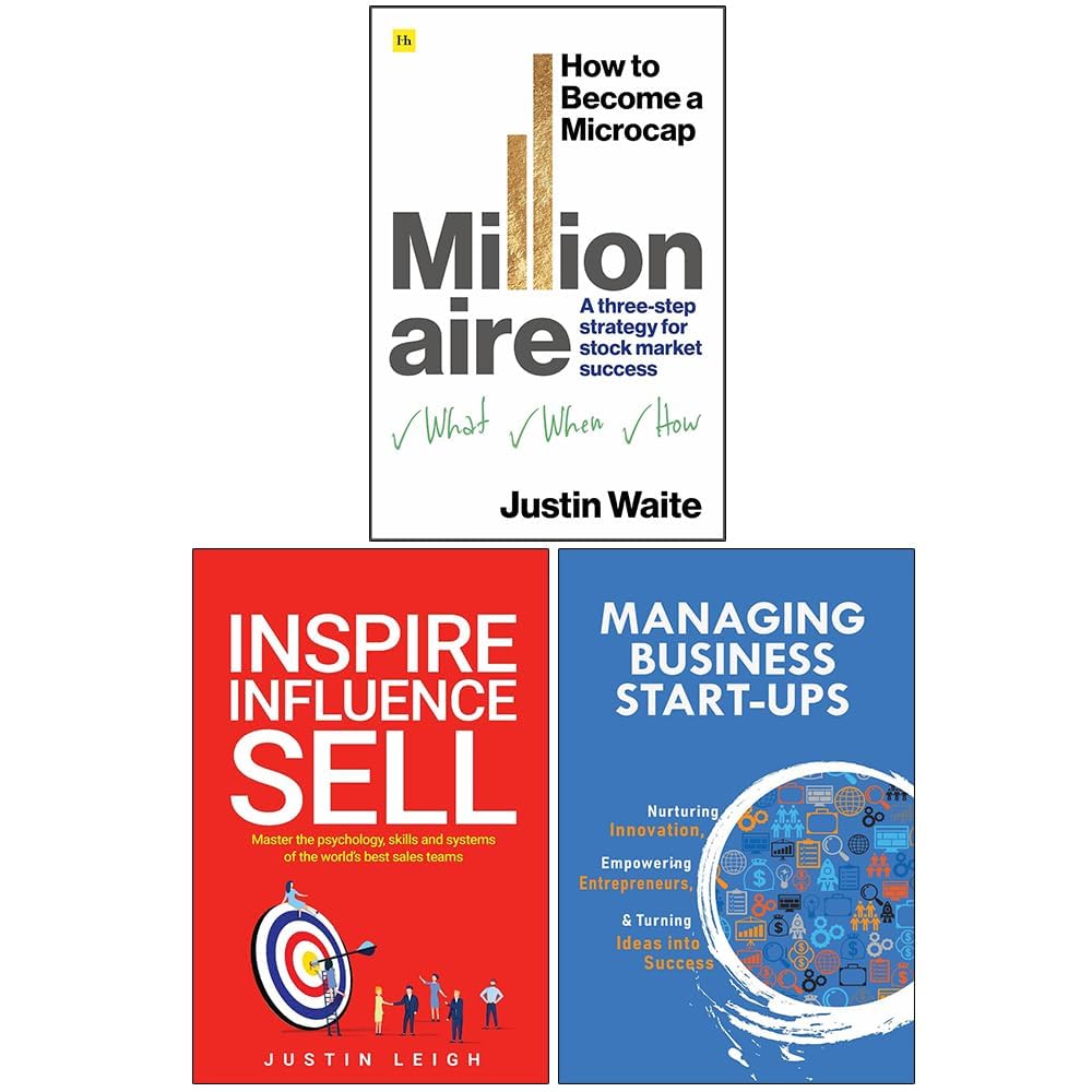 Justin Waite 3-book collection set in paperback, featuring non-fiction titles from Harriman House and Rethink Press.