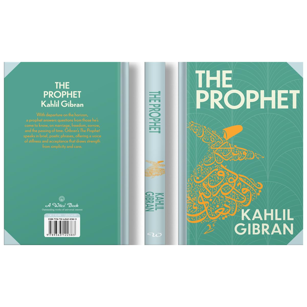 Hardback edition of "The Prophet" by Kahlil Gibran, featuring a classic cover design and crisp pages.
