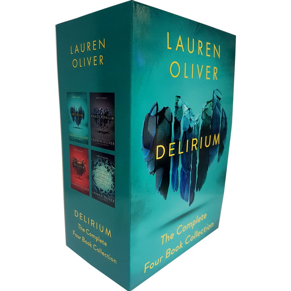 Delirium by Lauren Oliver 3-book collection box set in paperback, featuring vibrant cover art and a sturdy box design.