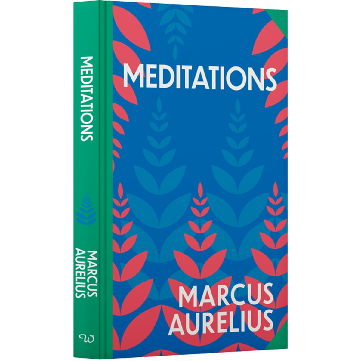 Hardback edition of "Meditations" by Marcus Aurelius, showcasing a classic book cover design by Wilco International LLP.
