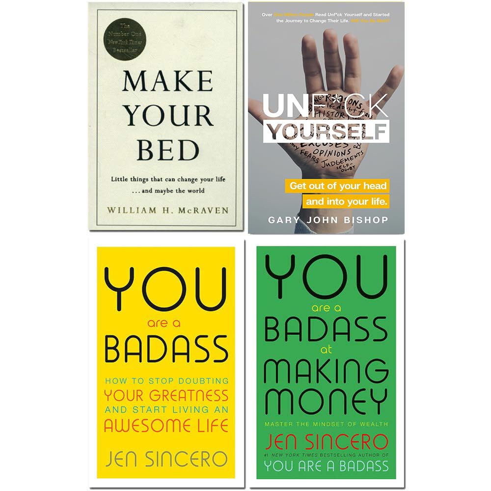 Four paperback self-help books by various authors in a collection set, featuring covers from Michael Joseph and Yellow Kite.