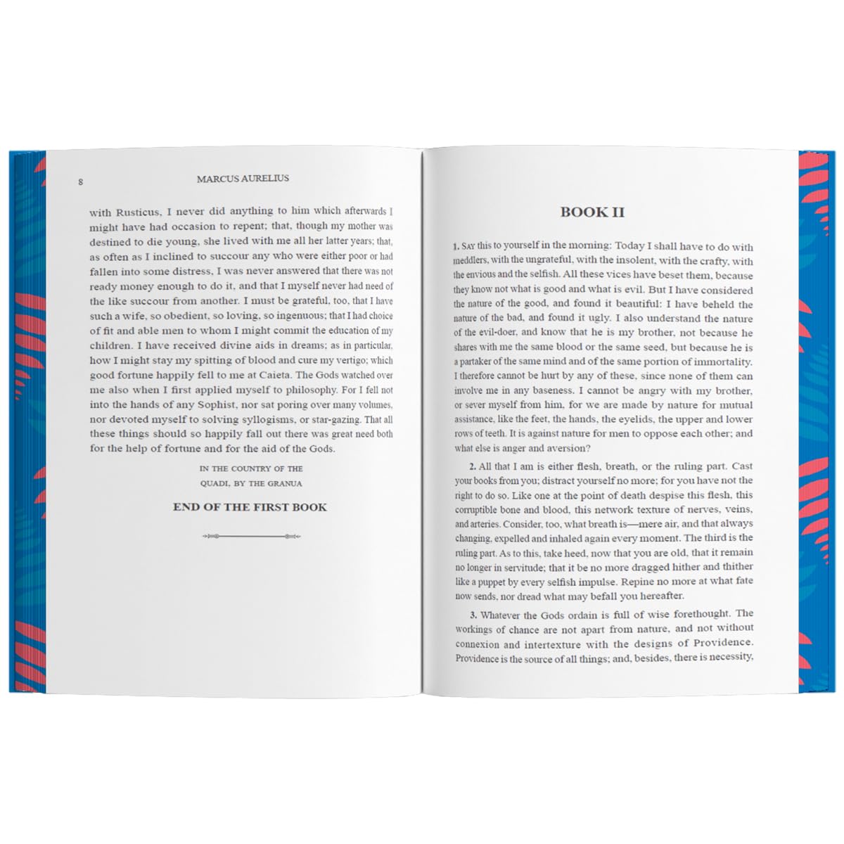 Hardback edition of "Meditations" by Marcus Aurelius, showcasing the cover design with classic typography.