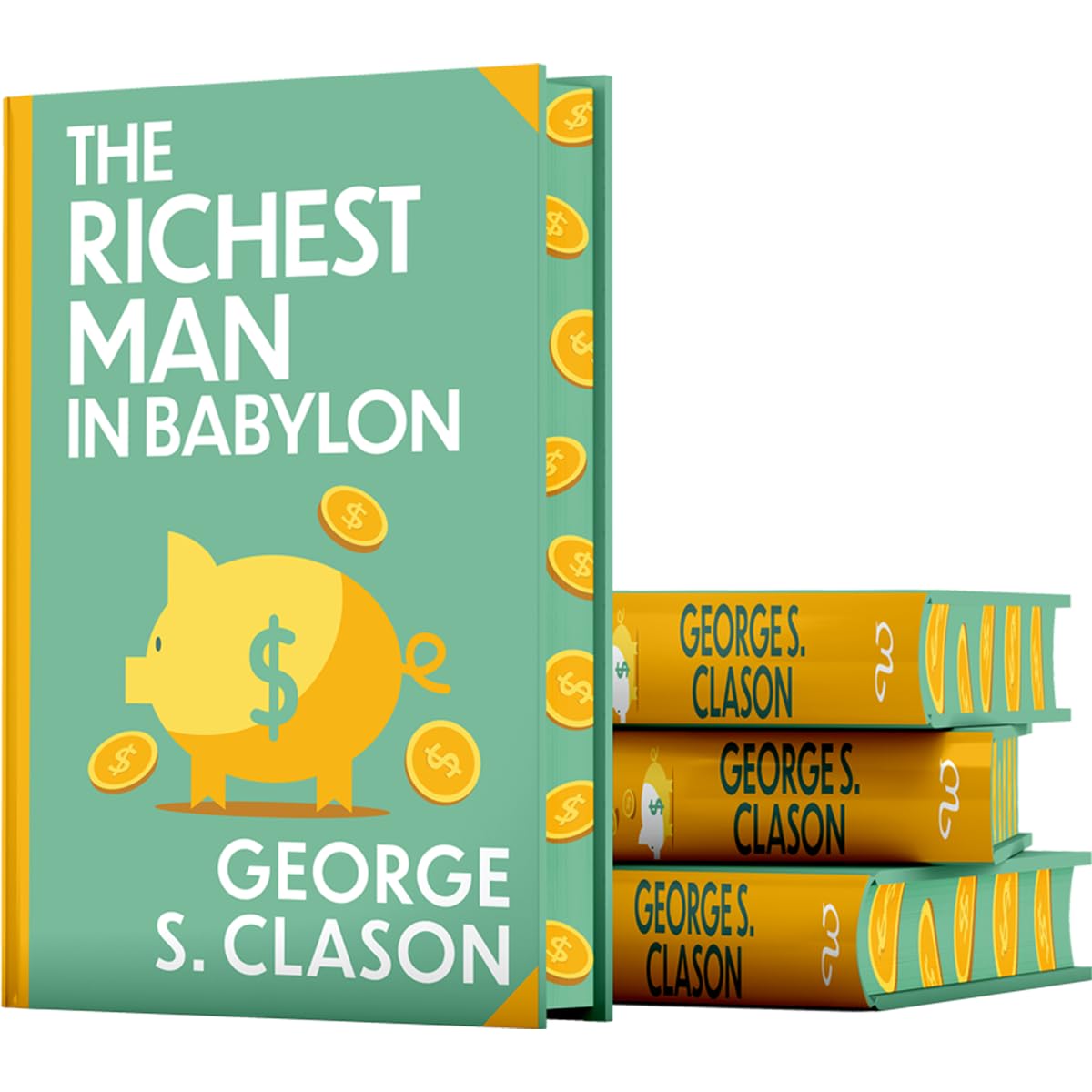 Hardback edition of "The Richest Man in Babylon" by George S. Clason, showcasing a cover with rich colors and detailed design.