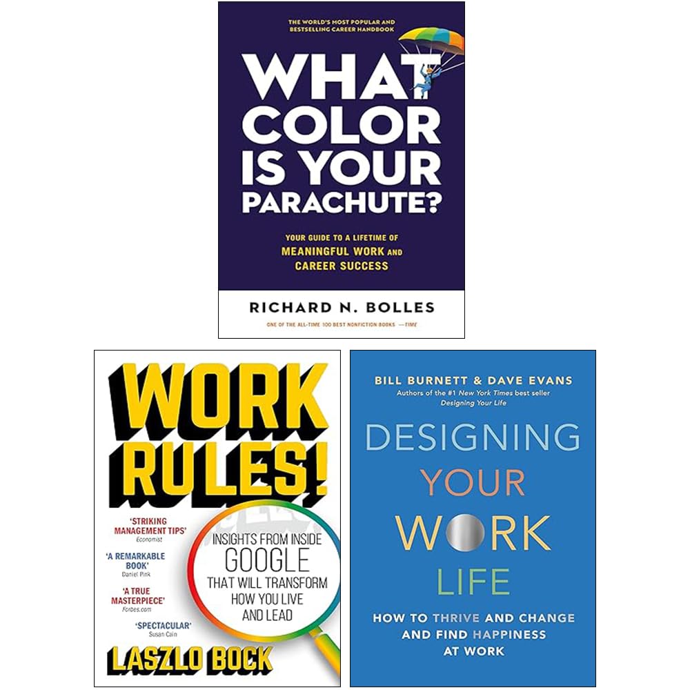 Career Wisdom Collection by Richard N. Bolles, three non-fiction paperback books stacked on a flat surface.