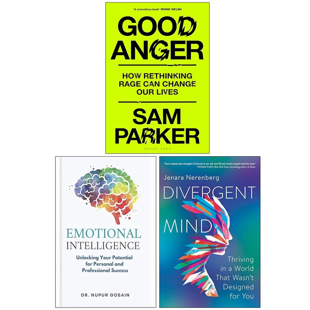 Good Anger Emotional Intelligence Divergent Mind 3-book collection set in paperback by Sam Parker, showcasing the covers.