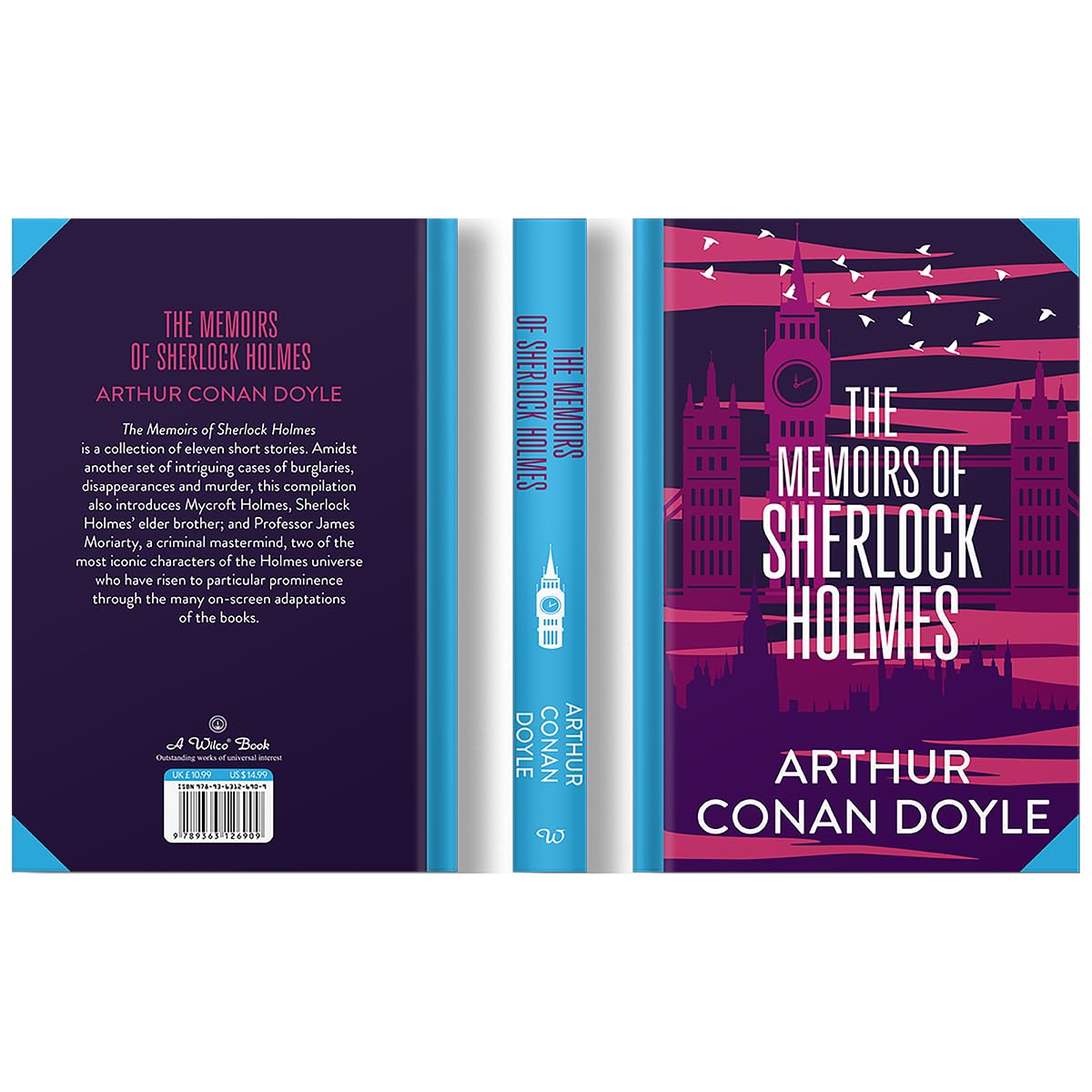 Hardback edition of "The Memoirs of Sherlock Holmes" by Arthur Conan Doyle, featuring a classic cover design.