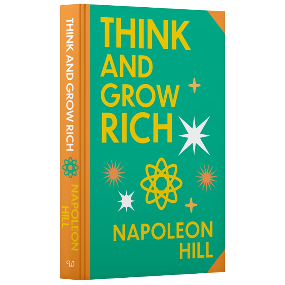 Hardback copy of "Think and Grow Rich" by Napoleon Hill with sprayed edges, showcasing the book cover design.