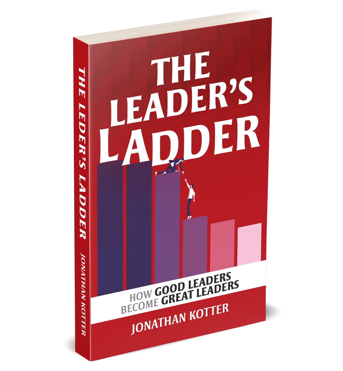 Paperback book "Leader's Ladder" by Jonathan Kotter, showcasing the cover design with bold text and imagery.