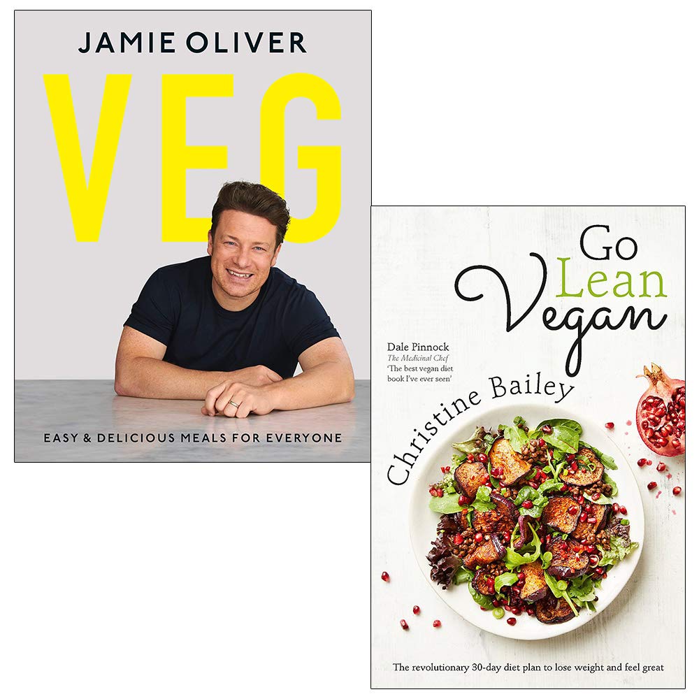 Jamie Oliver's Veg And Go Lean Vegan 2 Books Collection Set in paperback, featuring colorful cover designs on a white background.