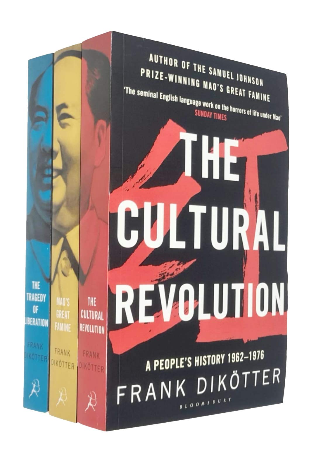 Set of three Frank Dikötter non-fiction books in Bloomsbury paperback collection, featuring colorful covers and varying titles.