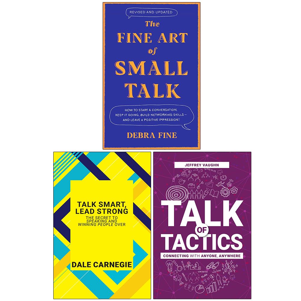 Fine Art Small Talk by Debra Fine, three paperback books set featuring non-fiction topics, displayed on a wooden surface.