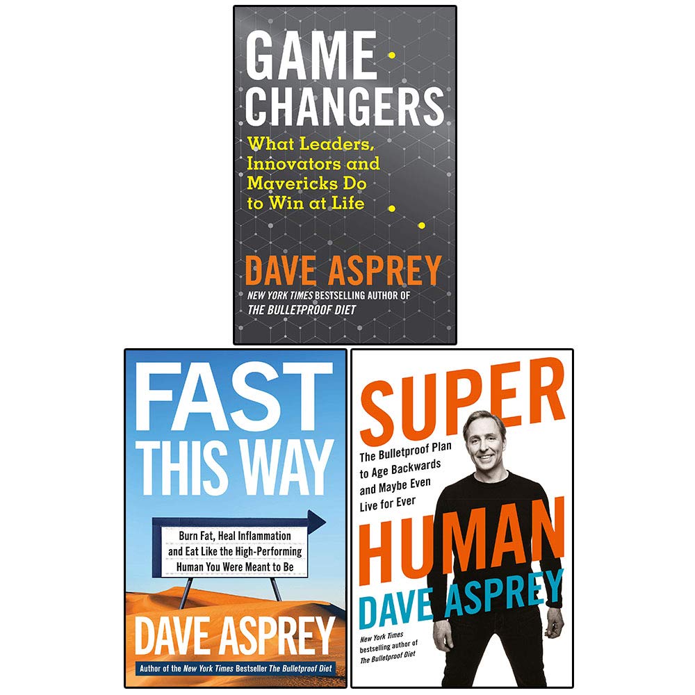 Dave Asprey 3 Books Collection Set in paperback, showcasing insightful non-fiction covers by Harper Thorsons.