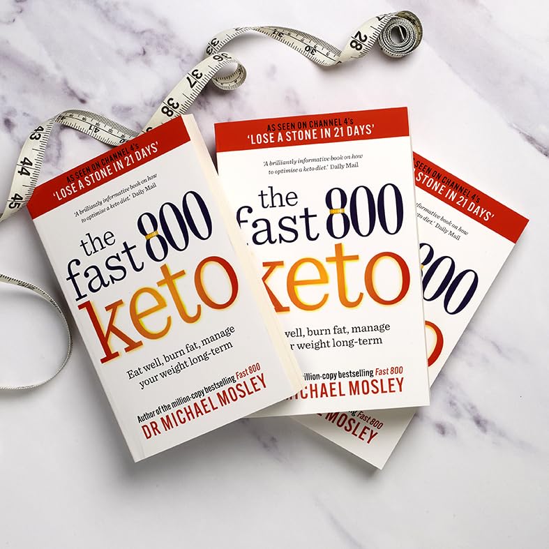 Fast 800 Keto by Michael Mosley - paperback non-fiction book cover featuring healthy meals and fat-burning tips.