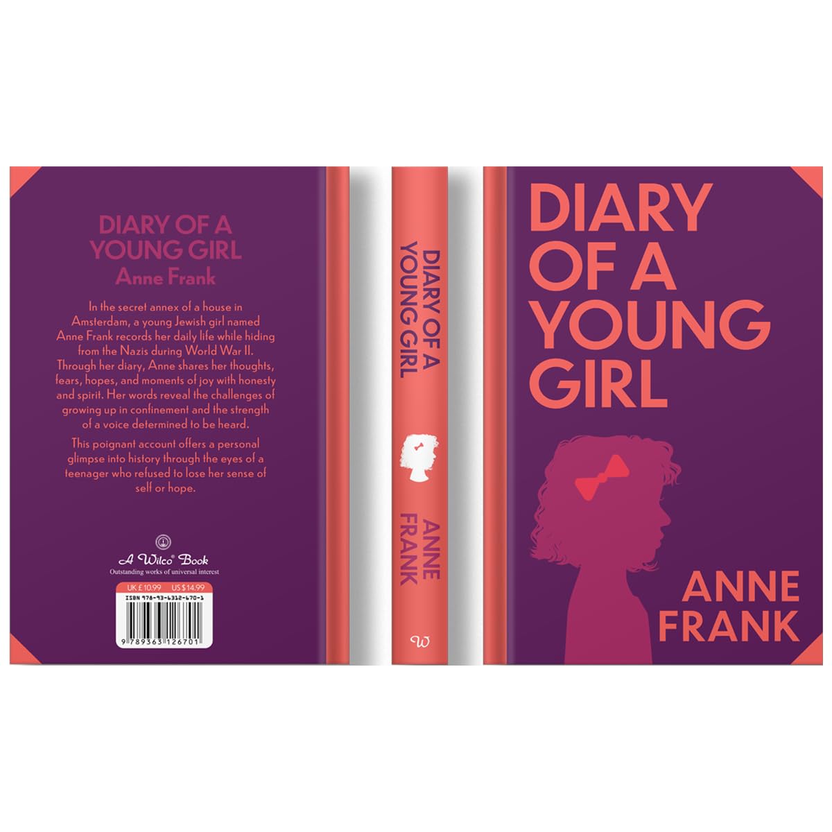 Hardback edition of "The Diary of a Young Girl" by Anne Frank, featuring a classic cover design.