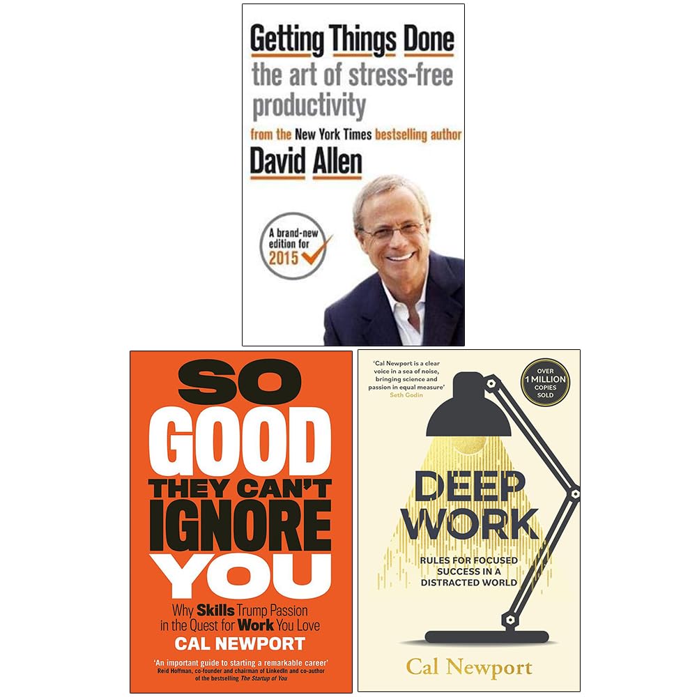 David Allen and Cal Newport 3-book collection set in paperback, featuring non-fiction titles by David Allen.