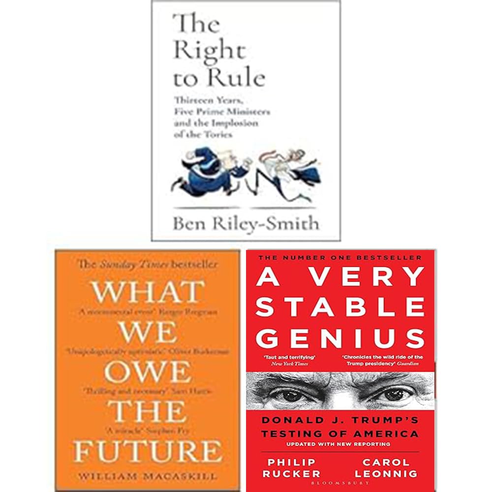 Three paperback books from the "What We Owe The Future Collection" by various authors, published by John Murray.