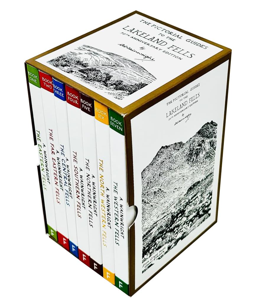 Collection of seven paperback guidebooks on Lakeland Fells by Ullswater and Birk Fell, featuring detailed hillwalking and hiking information.