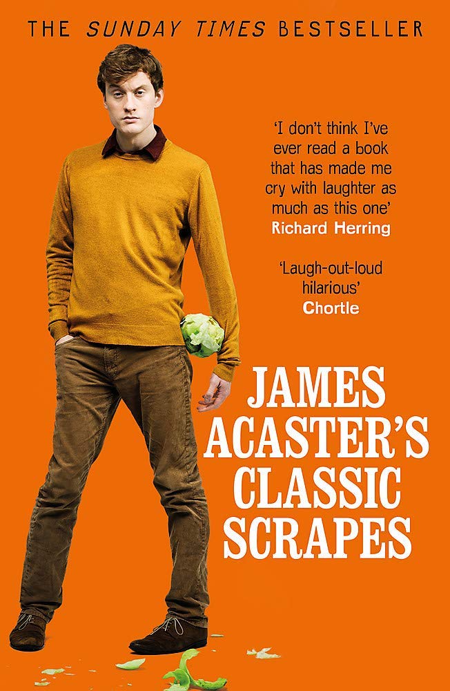 Three paperback books from the Taskmaster Collection by James Acaster displayed together on a flat surface.