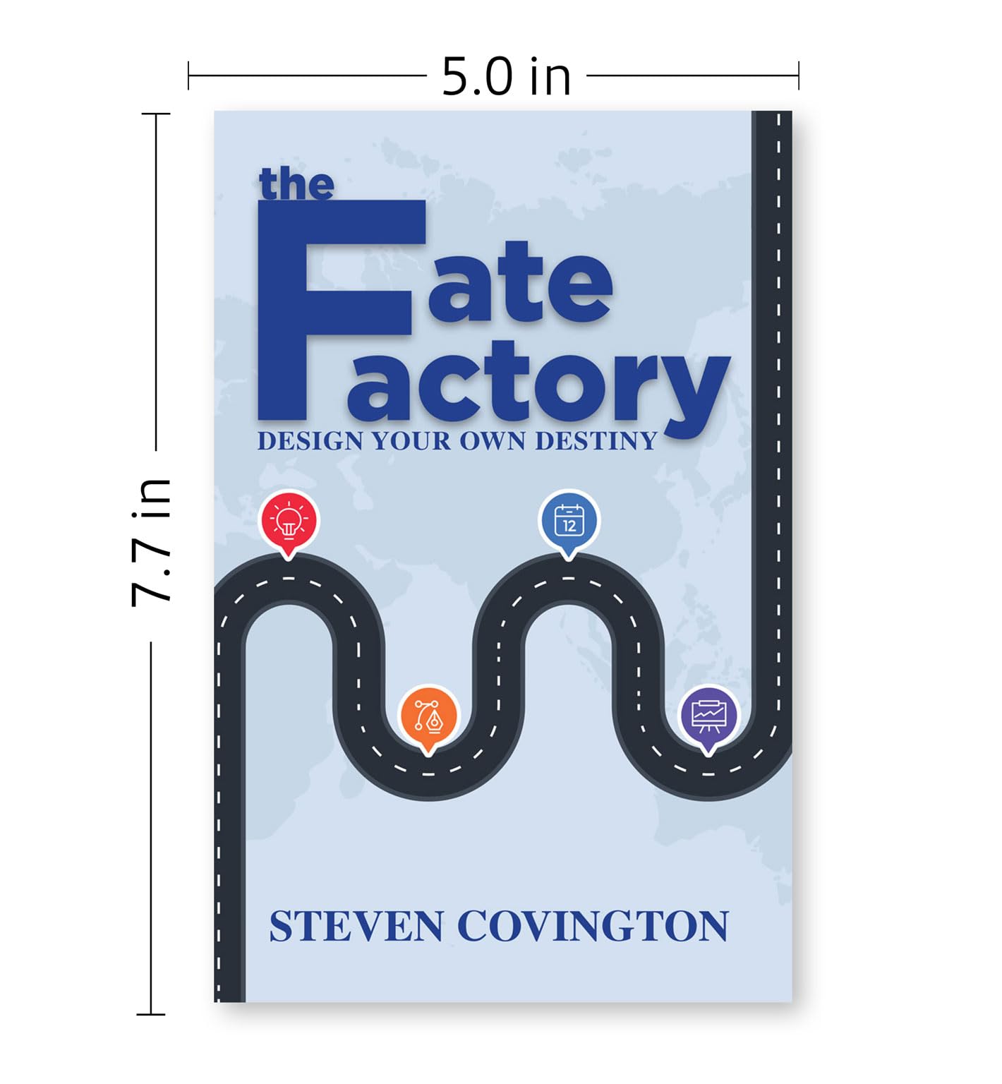 Paperback copy of "Fate Factory: Design Your Destiny" by Steven Covington, showcasing the book cover and spine.