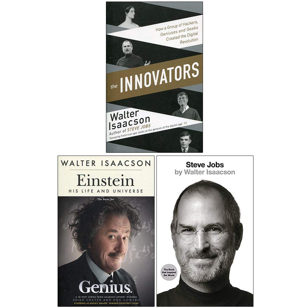 Walter Isaacson Collection of 3 nonfiction paperback books featuring insightful biographies by Walter Isaacson.