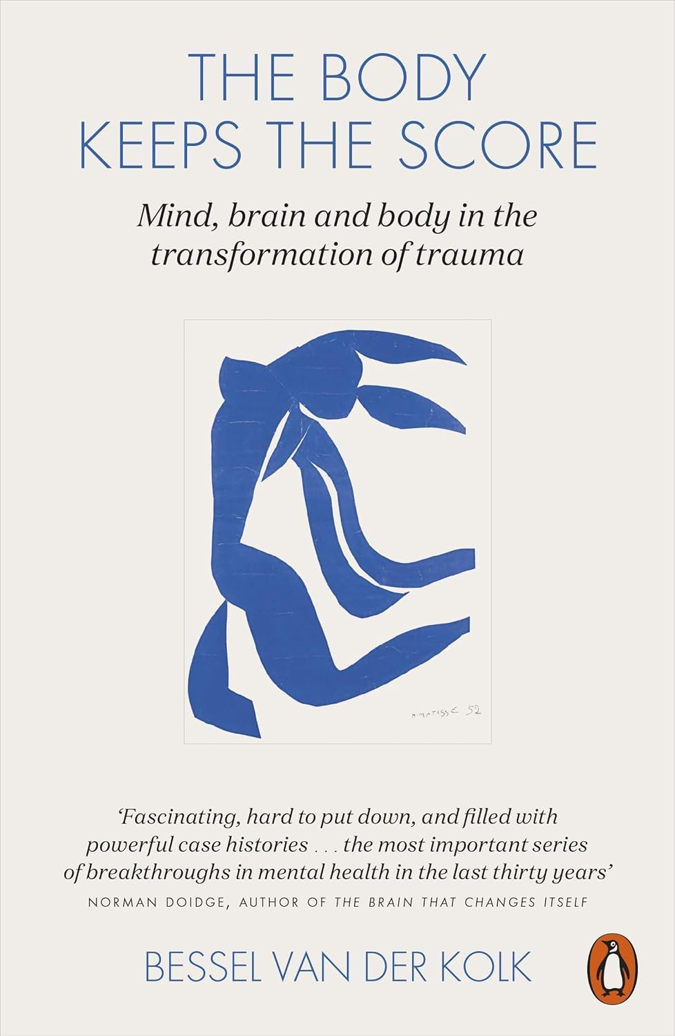 Four paperback books from the Mind Body collection by Various Authors, including Bessel van der Kolk, on a flat surface.
