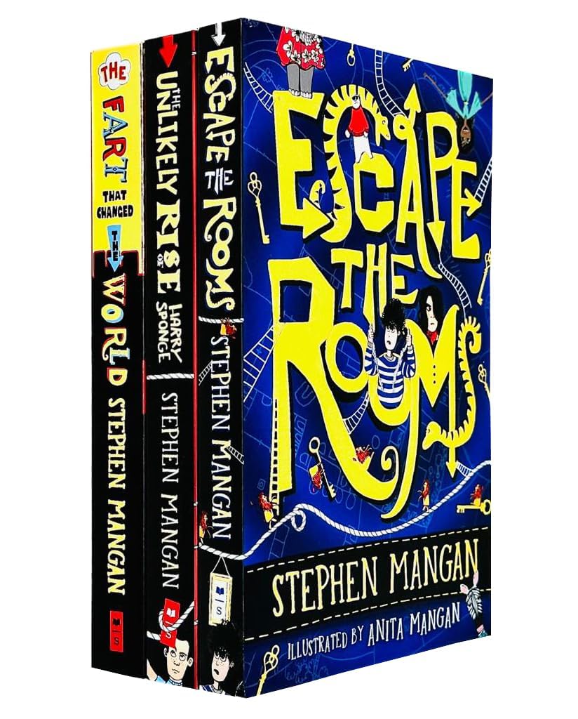 Stephen Mangan Collection set of 3 paperback fiction books by Stephen Mangan, featuring colorful covers and titles.