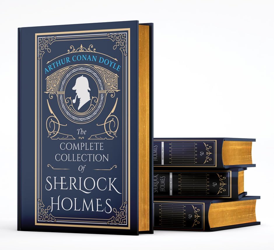 Hardback edition of "The Complete Collection of Sherlock Holmes" by Arthur Conan Doyle, featuring classic fiction cover design.
