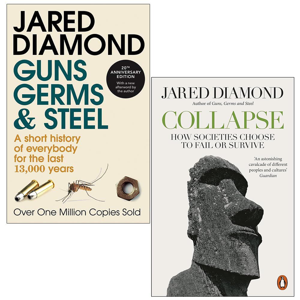 Jared Diamond 2 Books Collection Set in paperback, showcasing the covers of both non-fiction titles by Skymart Books.