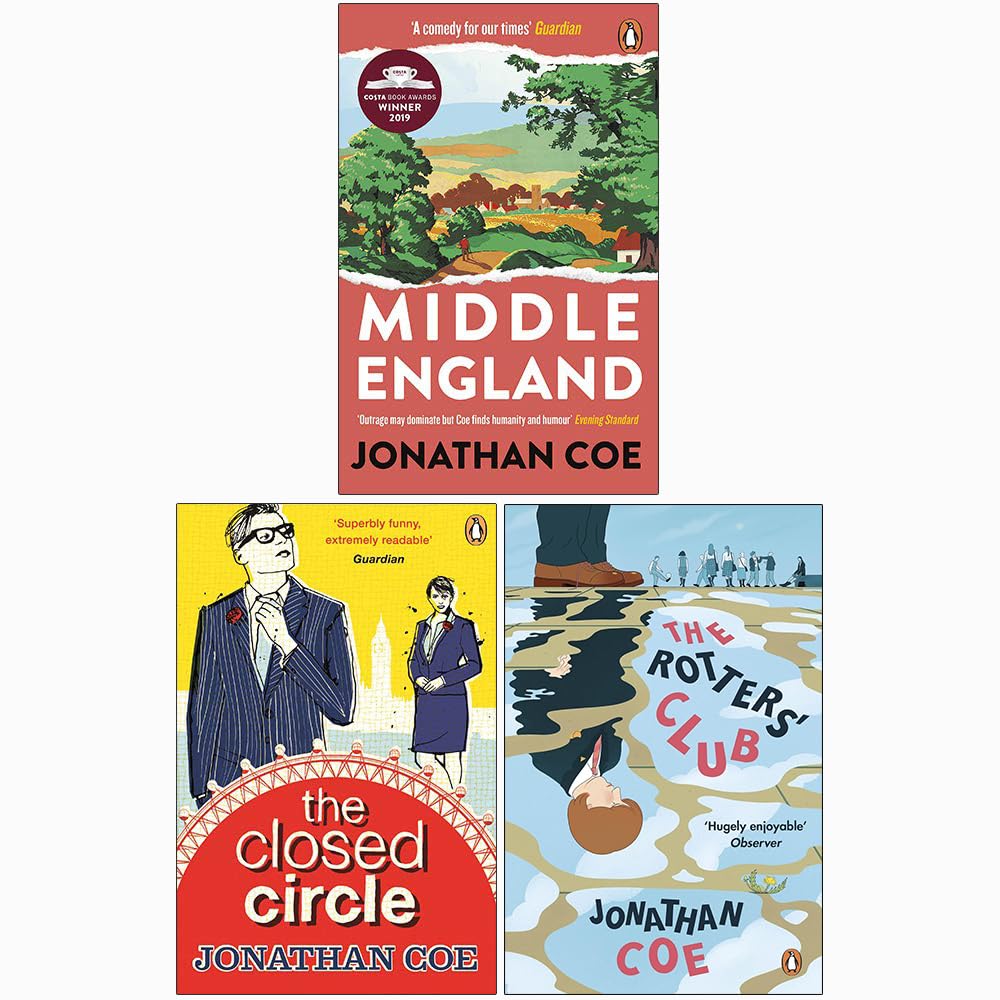 Coe Collection by Jonathan Coe, three paperback fiction books set on a white background, showcasing covers and spines.