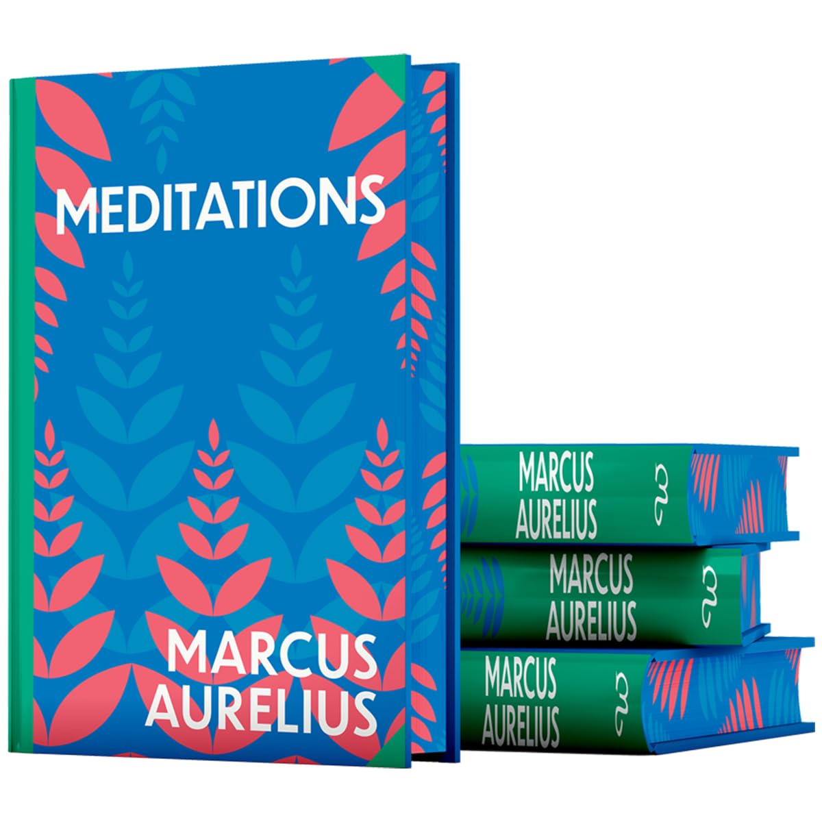 Hardback edition of "Meditations" by Marcus Aurelius, featuring a classic cover design and detailed spine.