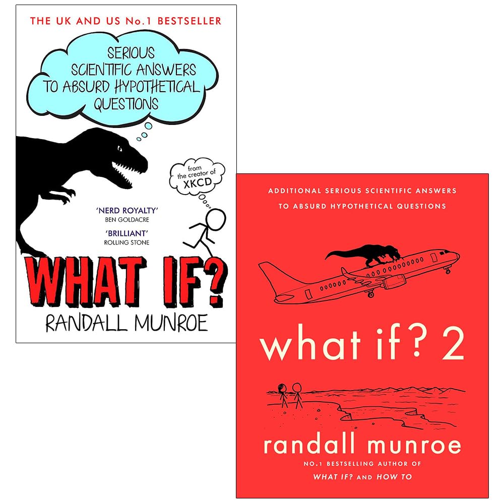 "What If? Series by Randall Munroe, two paperback books set, featuring engaging non-fiction content on various topics."